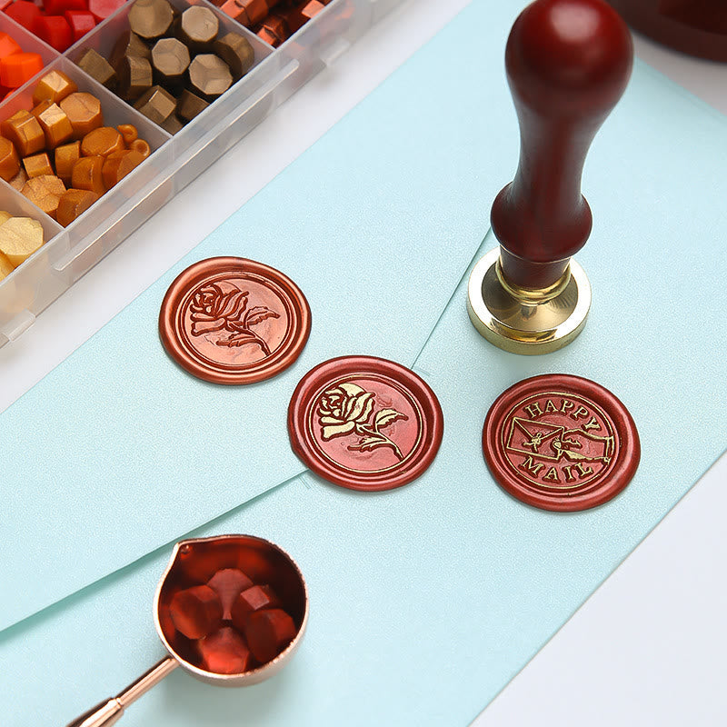 Happy Mail With Rose Series Wax Seal Stamps Gift Set