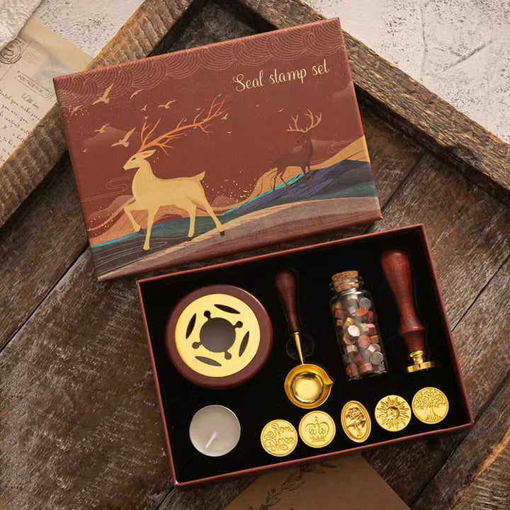 Retro Christmas Elk Series Wax Seal Stamps Gift Set