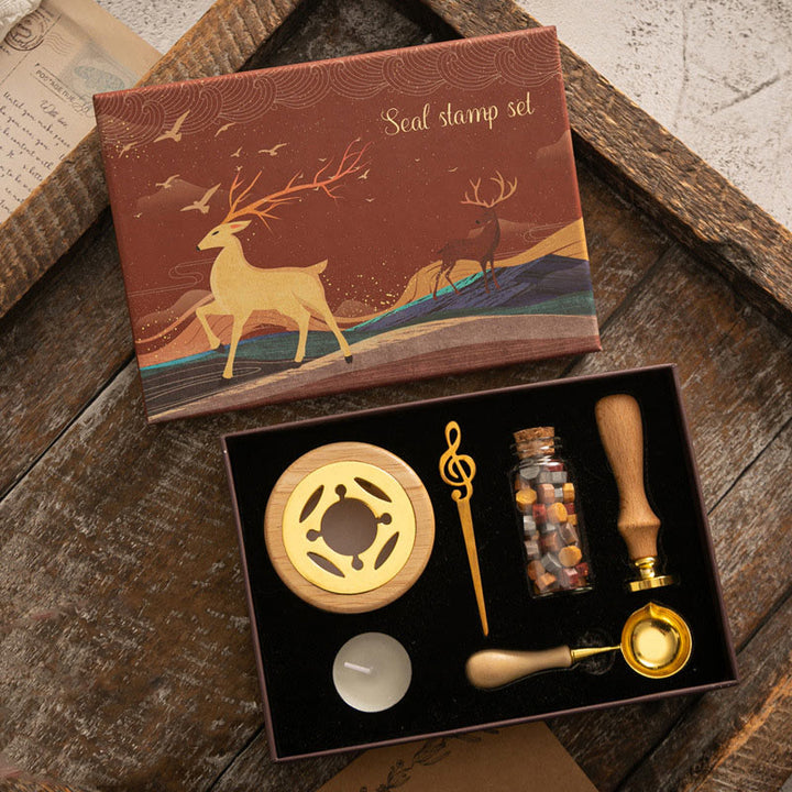 Retro Christmas Elk Series Wax Seal Stamps Gift Set