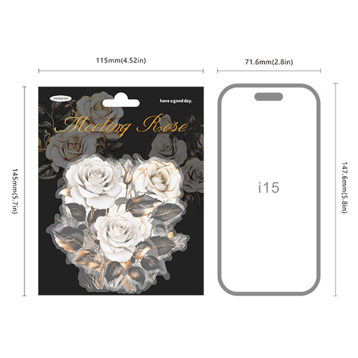 Date Rose Series PET Sticker For DIY Journal Decor