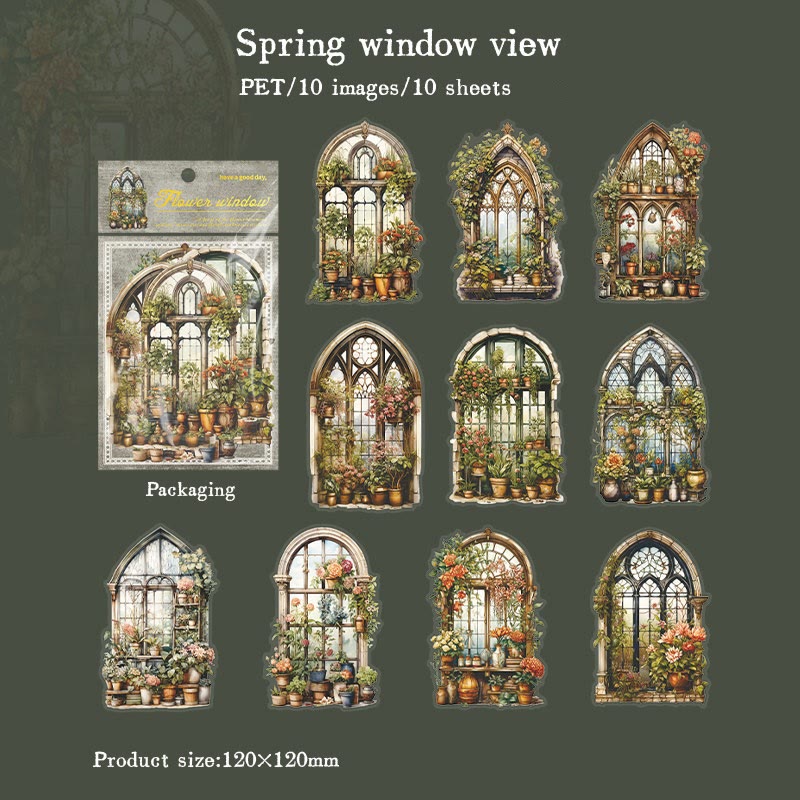 Flowers In Window Series Sticker For DIY Journal Decor