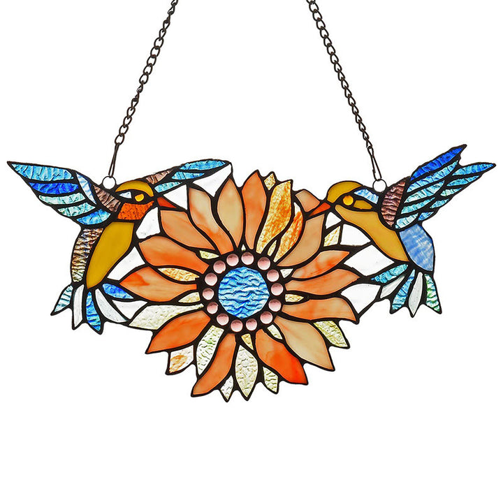 Colorful Sunflower And Hummingbirds Suncatcher for Window Hanging Ornament
