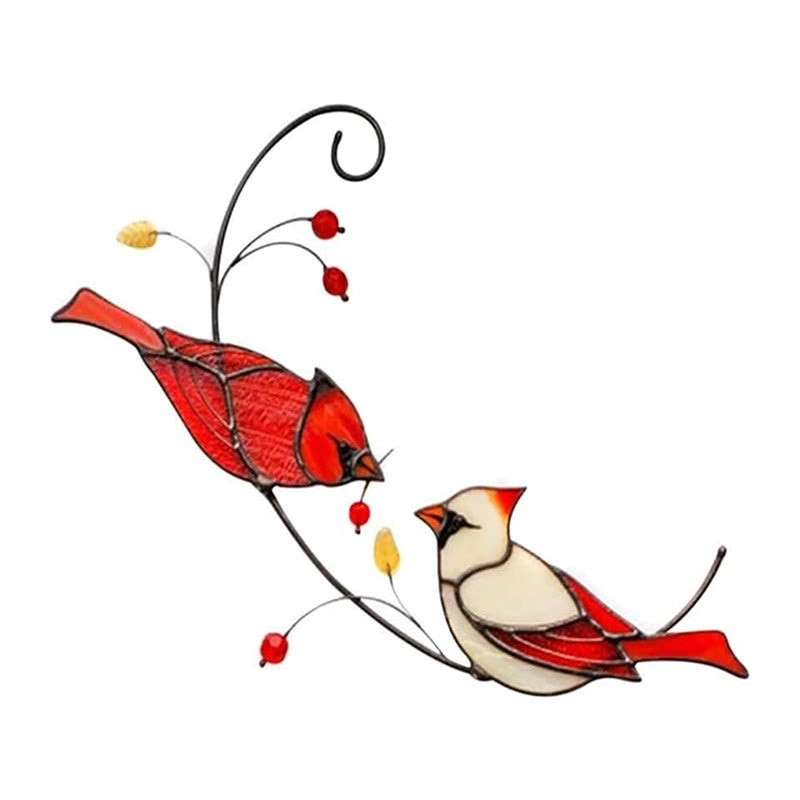 The Cardinal Bird Suncatcher Irregular Stained Glass Light Catcher