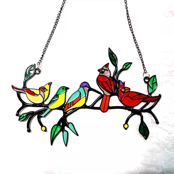 The Cardinal Bird Suncatcher Irregular Stained Glass Light Catcher
