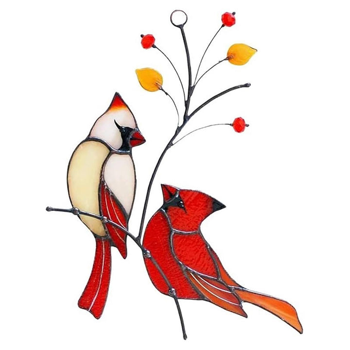The Cardinal Bird Suncatcher Irregular Stained Glass Light Catcher