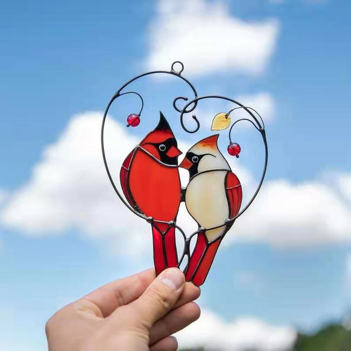 The Cardinal Bird Suncatcher Irregular Stained Glass Light Catcher