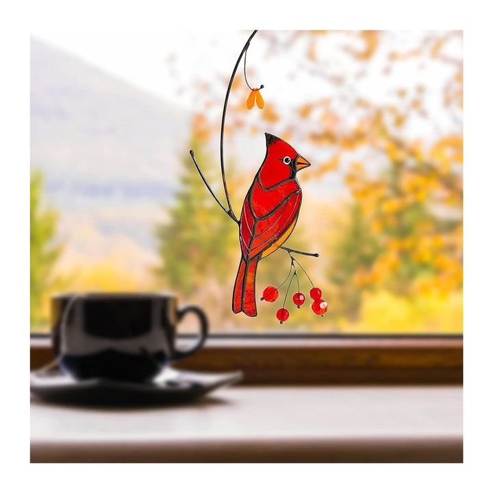 The Cardinal Bird Suncatcher Irregular Stained Glass Light Catcher