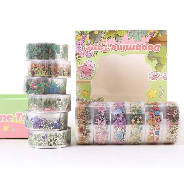 12 Rolls Plants Series PET Tape Set Decorative Scrapbook Tape