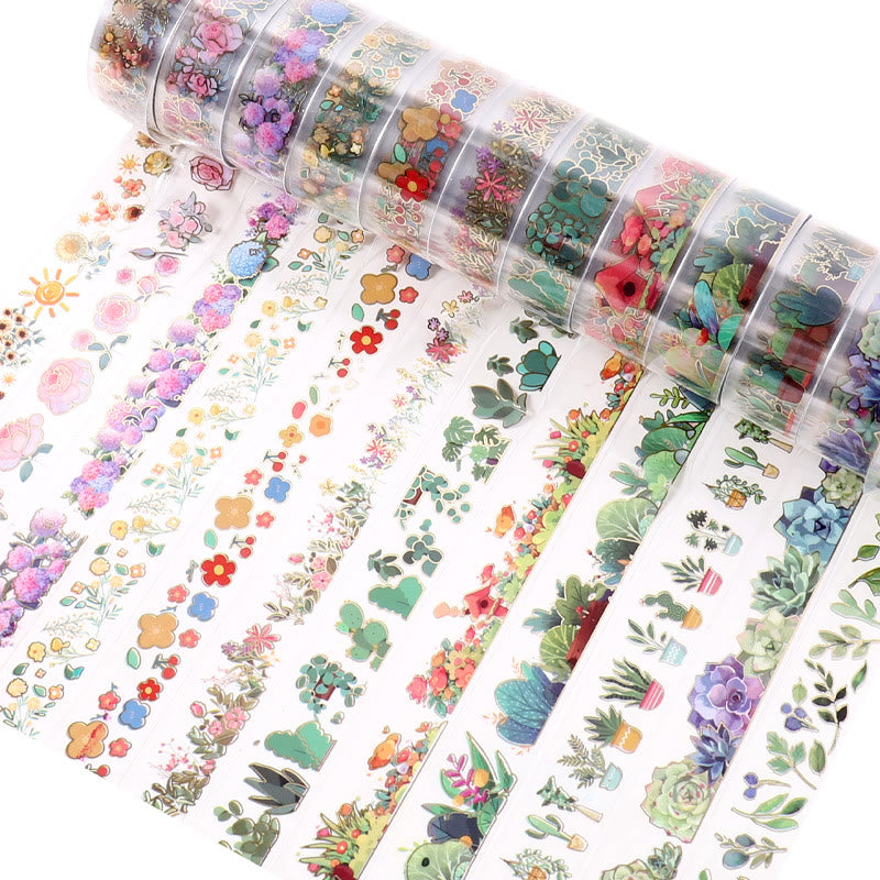 12 Rolls Plants Series PET Tape Set Decorative Scrapbook Tape