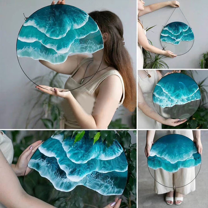 Ocean Wave Hanging Suncatcher Round Shape Hanging Wall Window Decoration