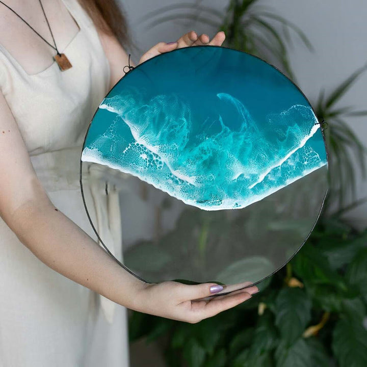 Ocean Wave Hanging Suncatcher Round Shape Hanging Wall Window Decoration
