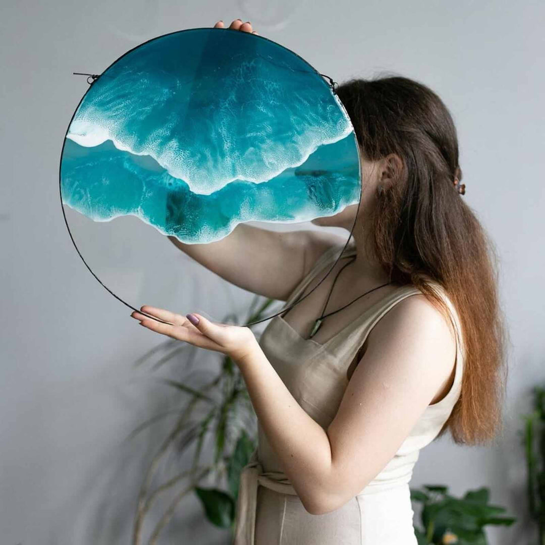Ocean Wave Hanging Suncatcher Round Shape Hanging Wall Window Decoration
