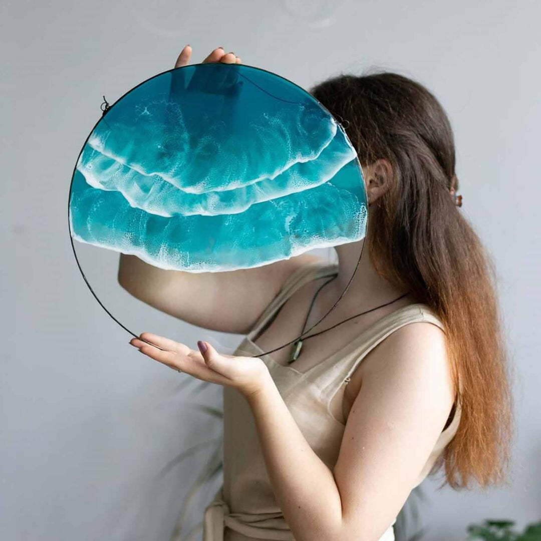 Ocean Wave Hanging Suncatcher Round Shape Hanging Wall Window Decoration