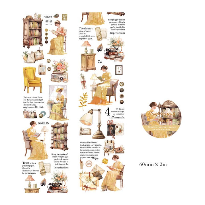 Rain Diary Series Character Bookish PET Tape Decorative Scrapbook Tape