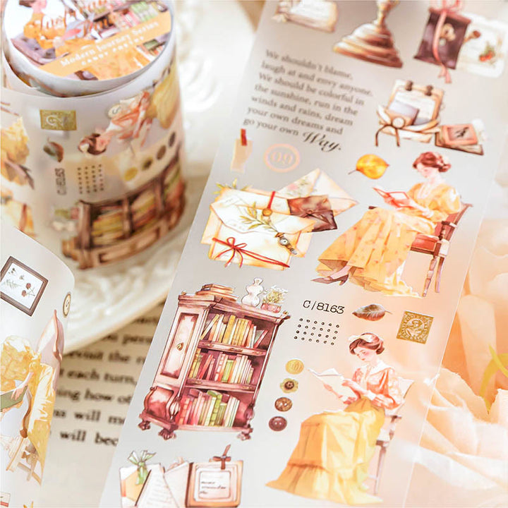 Rain Diary Series Character Bookish PET Tape Decorative Scrapbook Tape