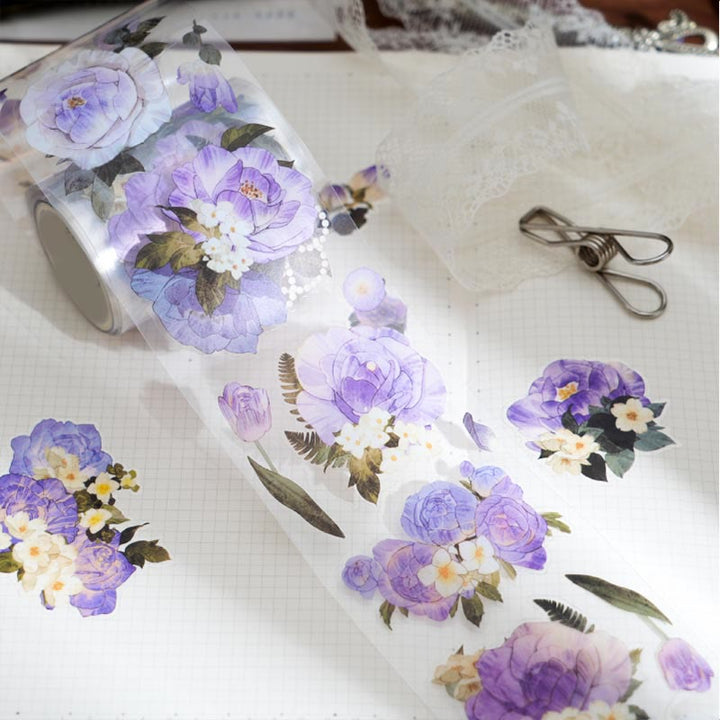 Fog Wildflower Curtain Series PET Tape Decorative Scrapbook Tape