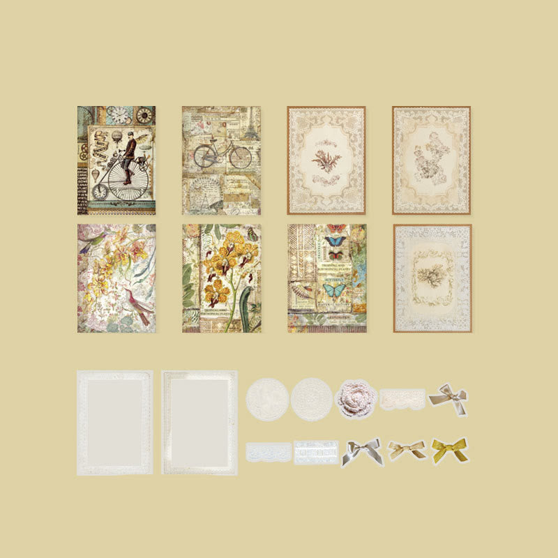 Lace Waltz Series Paper Sticker Set Decorative Journaling Backing Paper