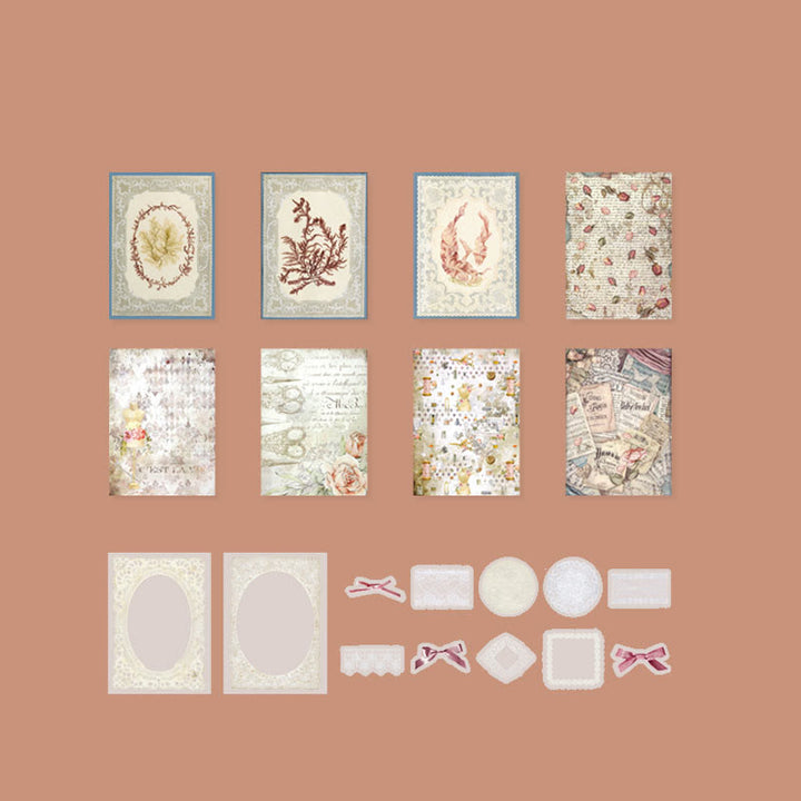 Lace Waltz Series Paper Sticker Set Decorative Journaling Backing Paper