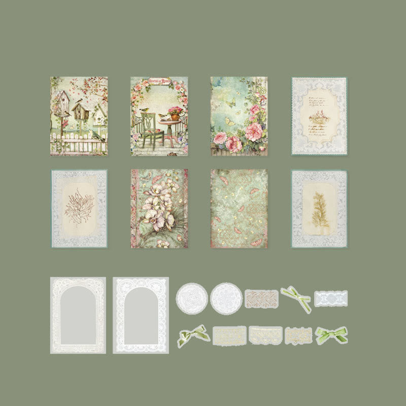 Lace Waltz Series Paper Sticker Set Decorative Journaling Backing Paper