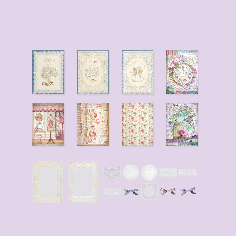 Lace Waltz Series Paper Sticker Set Decorative Journaling Backing Paper