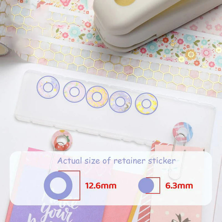 Cute Donut Reinforcement Hole Puncher Paper Punch with Shrapnel DIY Craft Supplies Stationery