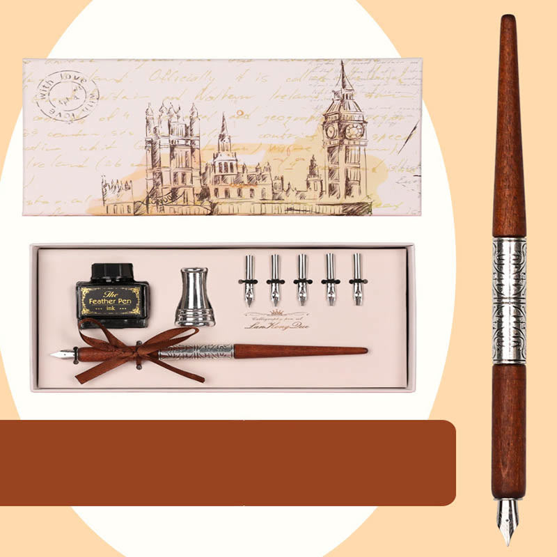 Wooden Calligraphy Pen Set Dip Pen Fountain Pen Writting Case