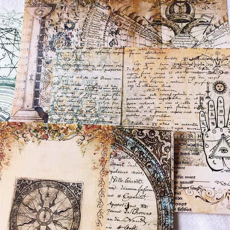 Vintage Globe And Compass Manuscript Backgrounds Paper Junk Journal Scrapbook Supplies