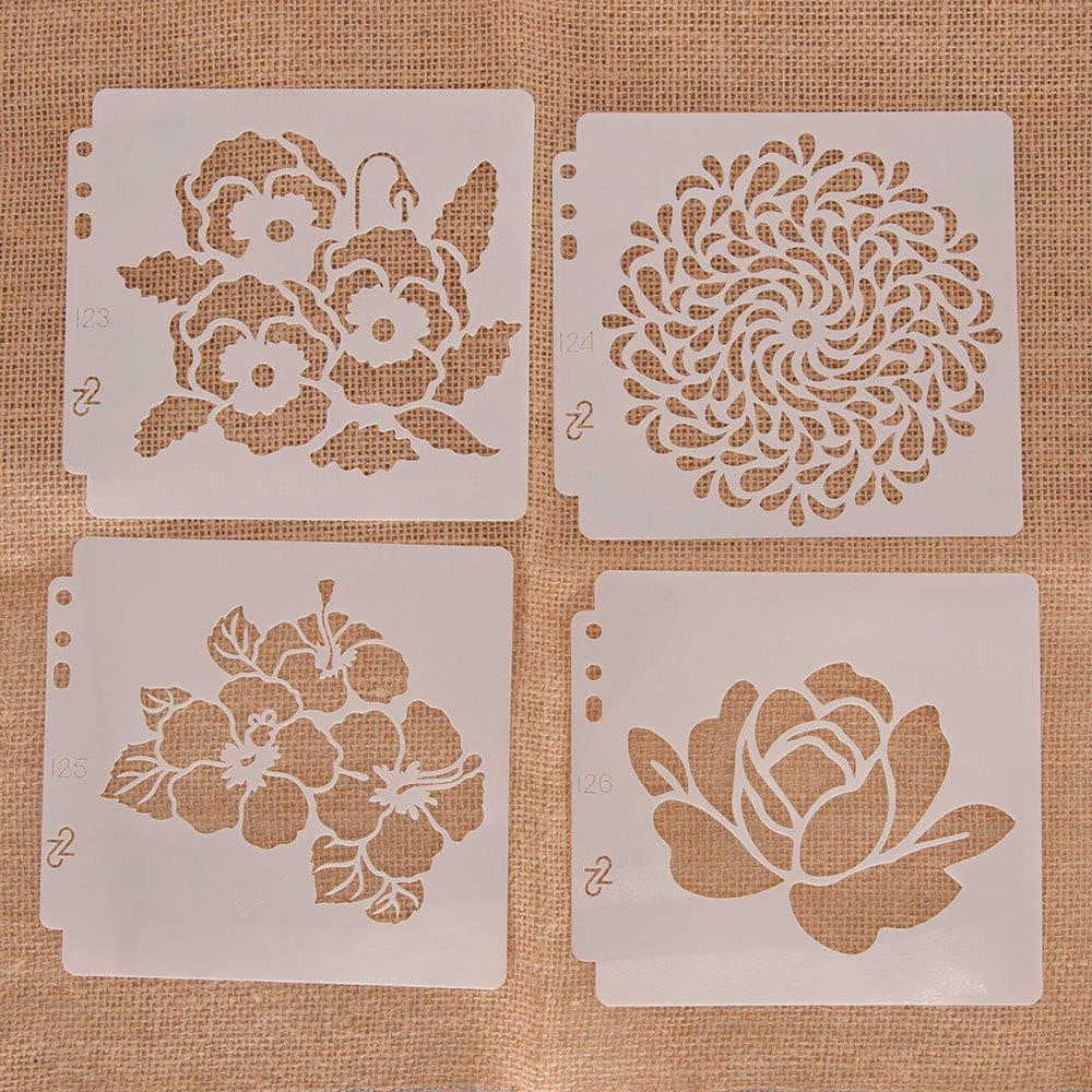 Flower Stencils for Painting 9Pcs Reusable Stencil Craft Drawing Templates