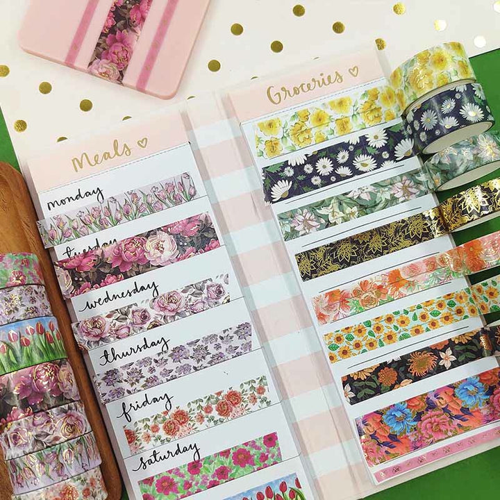 Flower Series Hot Stamping Washi Tape For DIY Scrapbook Decor