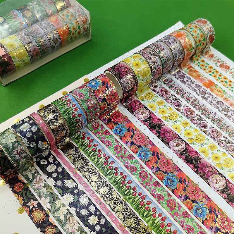 Flower Series Hot Stamping Washi Tape For DIY Scrapbook Decor