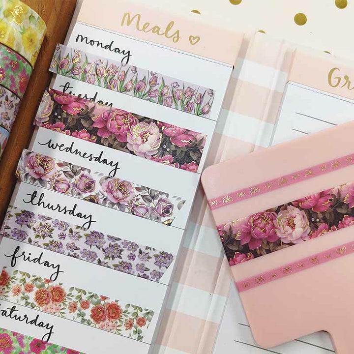 Flower Series Hot Stamping Washi Tape For DIY Scrapbook Decor