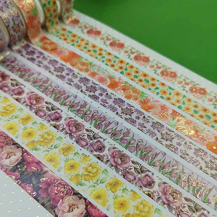 Flower Series Hot Stamping Washi Tape For DIY Scrapbook Decor