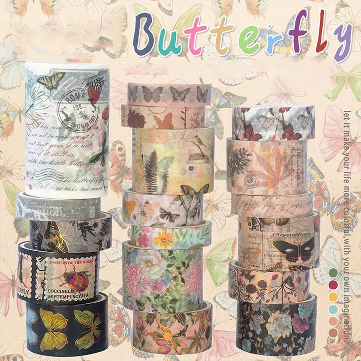 18 Rolls Butterfly Series Washi Tape For DIY Scrapbook Decor