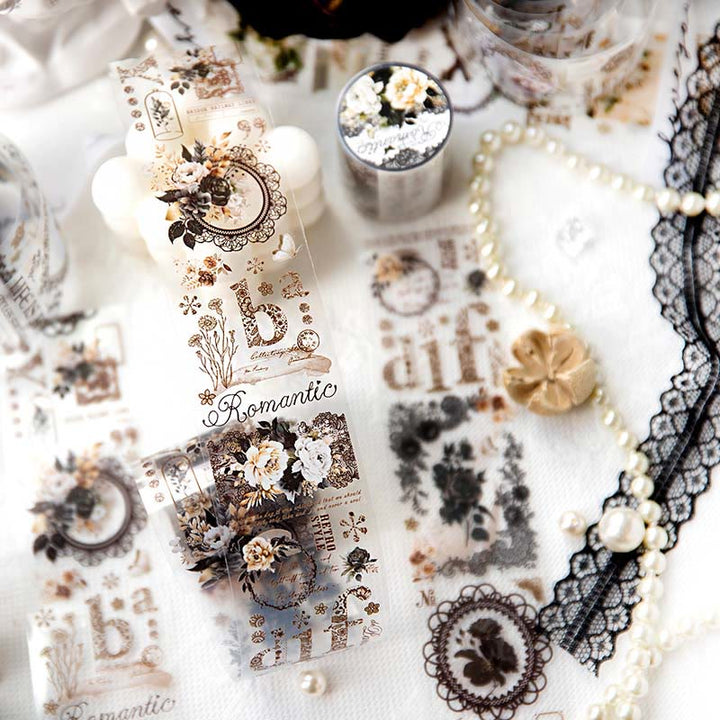 Lace Dark Nocturne Series PET Tape For DIY Scrapbook Decor