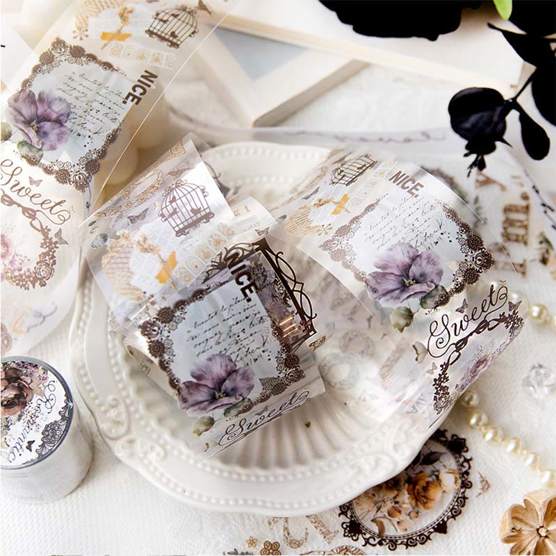 Lace Dark Nocturne Series PET Tape For DIY Scrapbook Decor