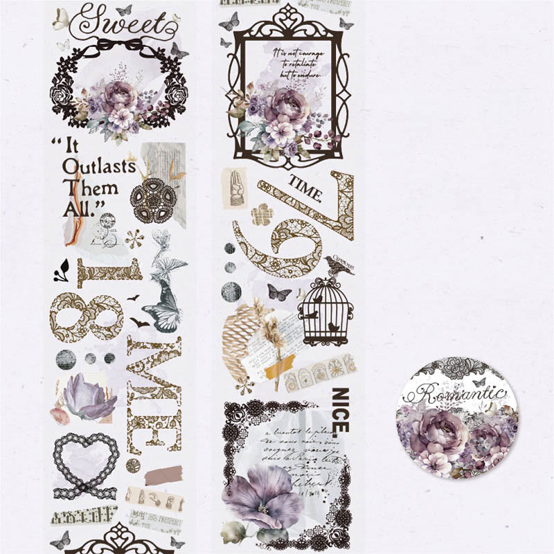 Lace Dark Nocturne Series PET Tape For DIY Scrapbook Decor