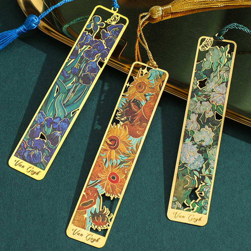 Flower Sweep Series Bookmark Vintage Painting Metal Reading Book Holder