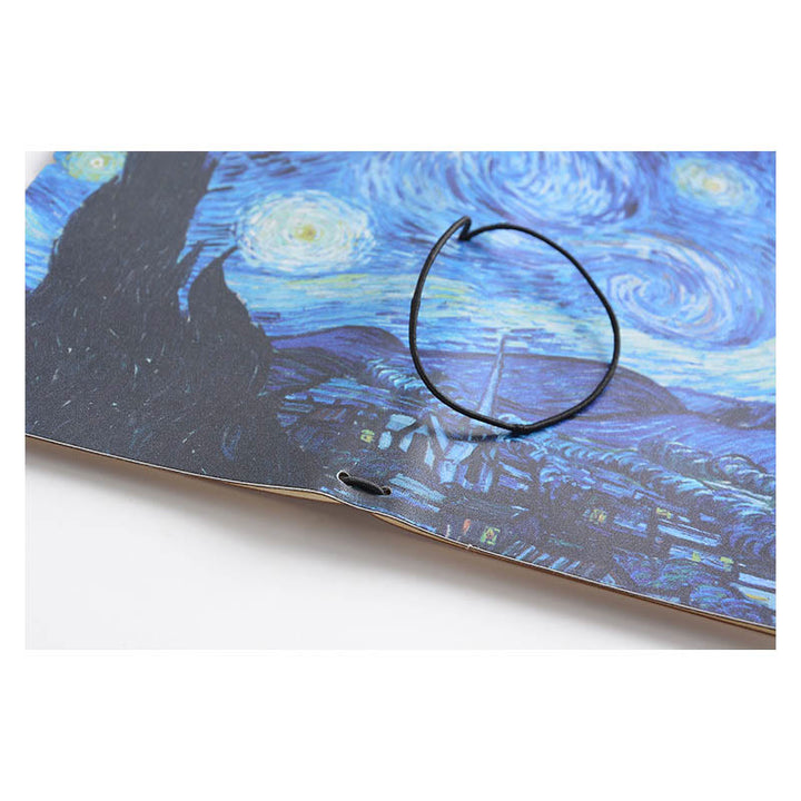 Oil Painting Leather Cover Notebook With Lashing Design For Journal