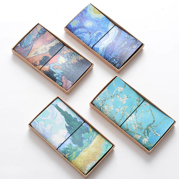 Oil Painting Leather Cover Notebook With Lashing Design For Journal