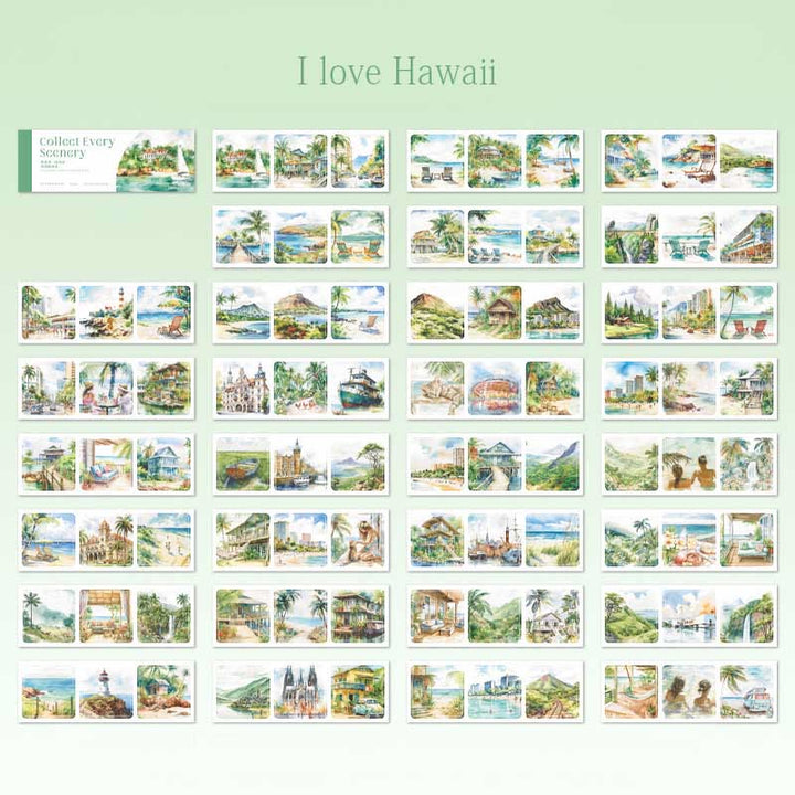 Landscape Stickers Book 30 Sheets Travel View Scrapbook Stickers