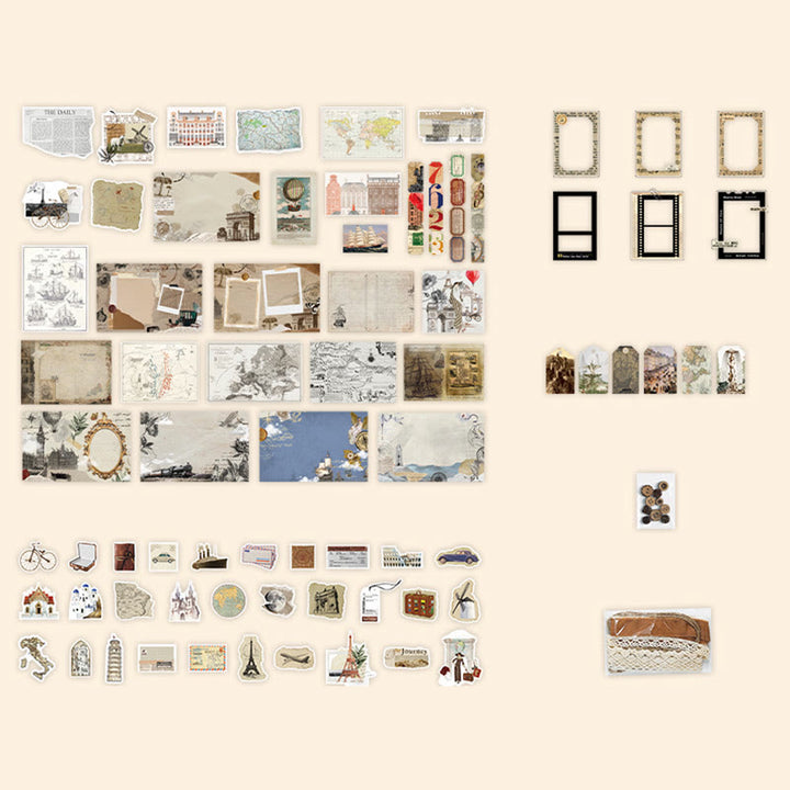 4 Styles Vintage Paper Sticker Set For Journal Decor