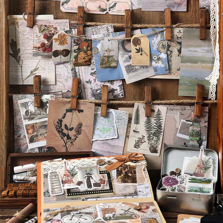 4 Styles Vintage Paper Sticker Set For Journal Decor