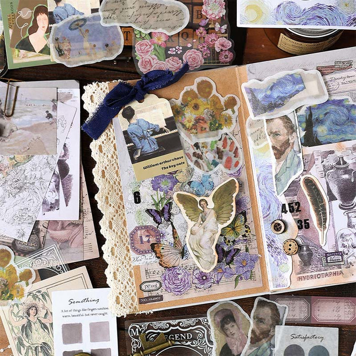 4 Styles Vintage Paper Sticker Set For Journal Decor