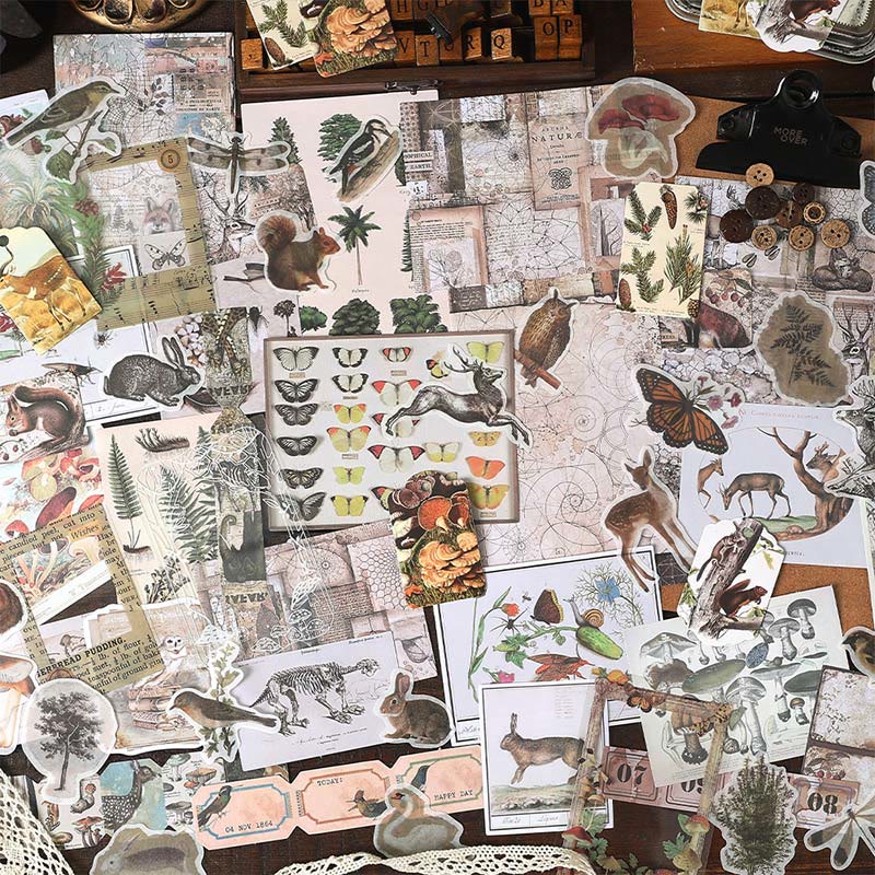 4 Styles Vintage Paper Sticker Set For Journal Decor