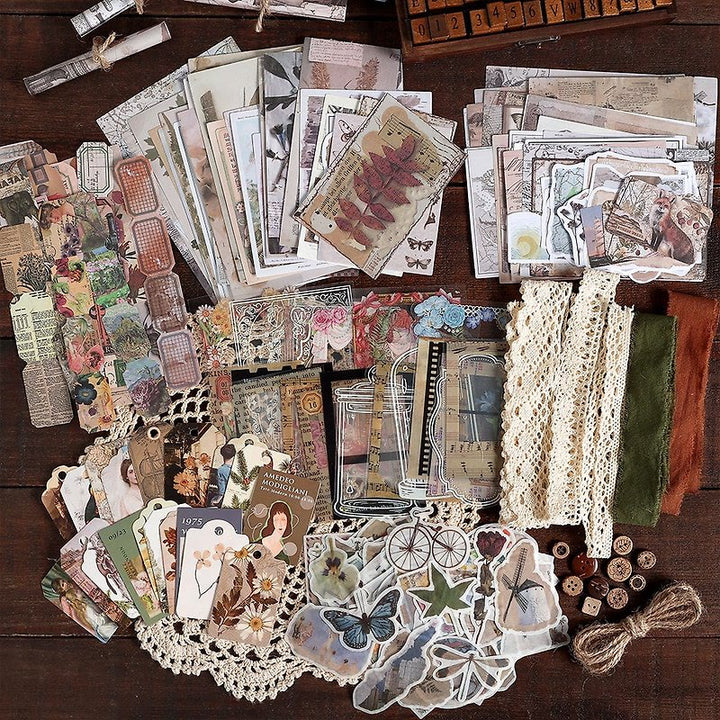 4 Styles Vintage Paper Sticker Set For Journal Decor