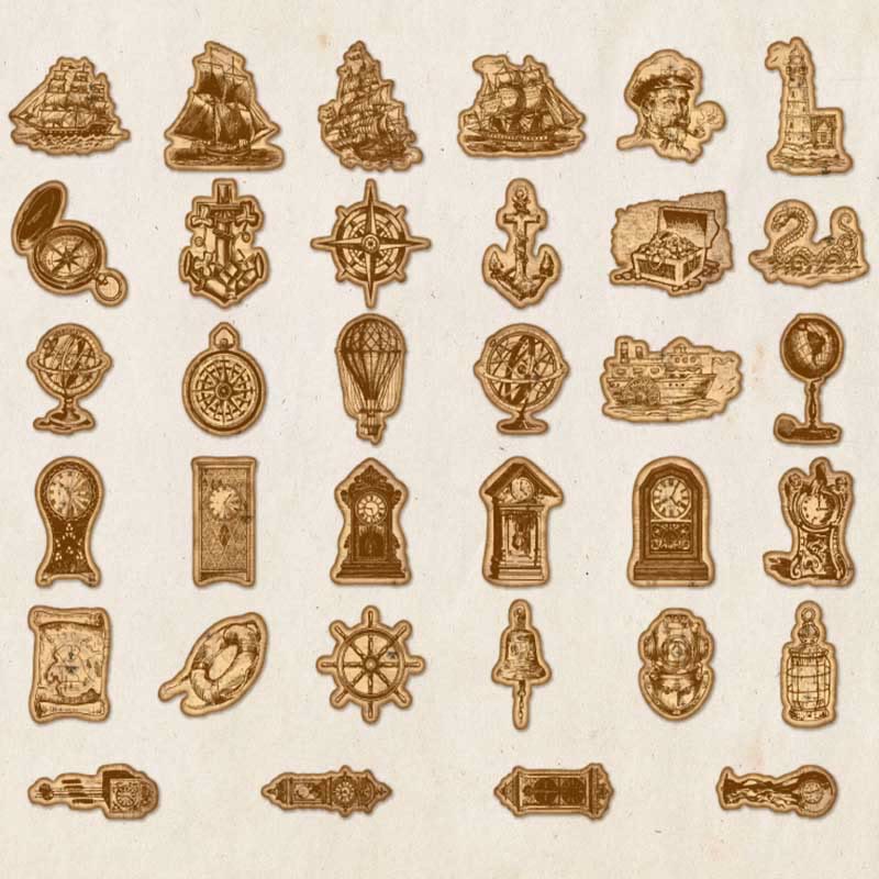 100Pcs Retro Old Time Objects Sticker for Scrapbook Journaling