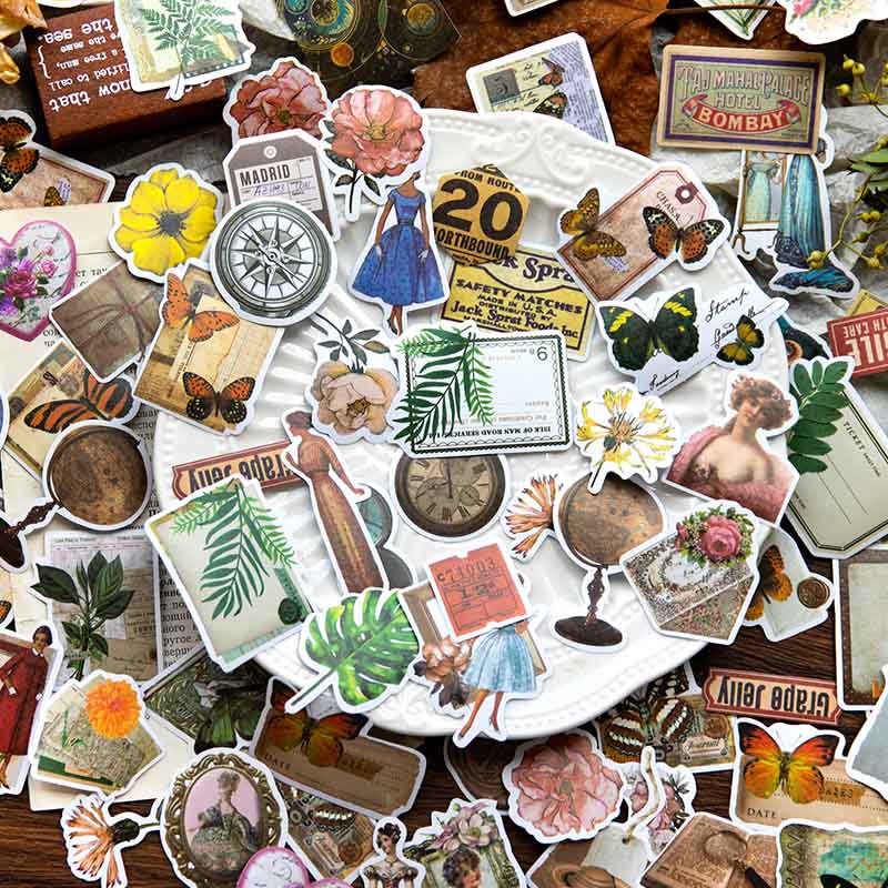 Vintage Plants Flowers Sticker DIY Sticker Pack Scrapbooking Supplies