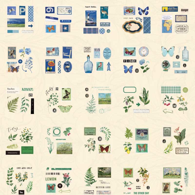 100Pcs Vintage Natural PET Sticker Narrative Poetry Series Scrapbook Supplies