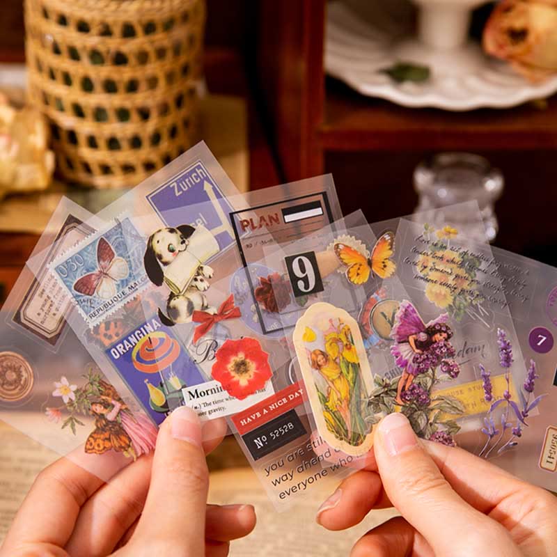 100Pcs Vintage Natural PET Sticker Narrative Poetry Series Scrapbook Supplies