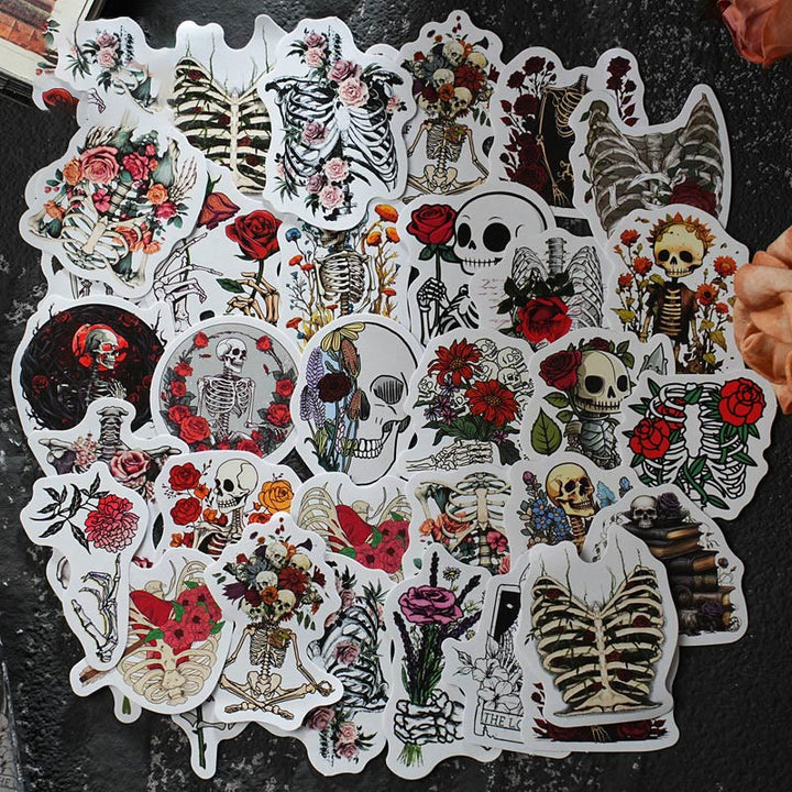 Punk Style Rose's Funeral Skull Stickers Scrapbook Journaling Supplies